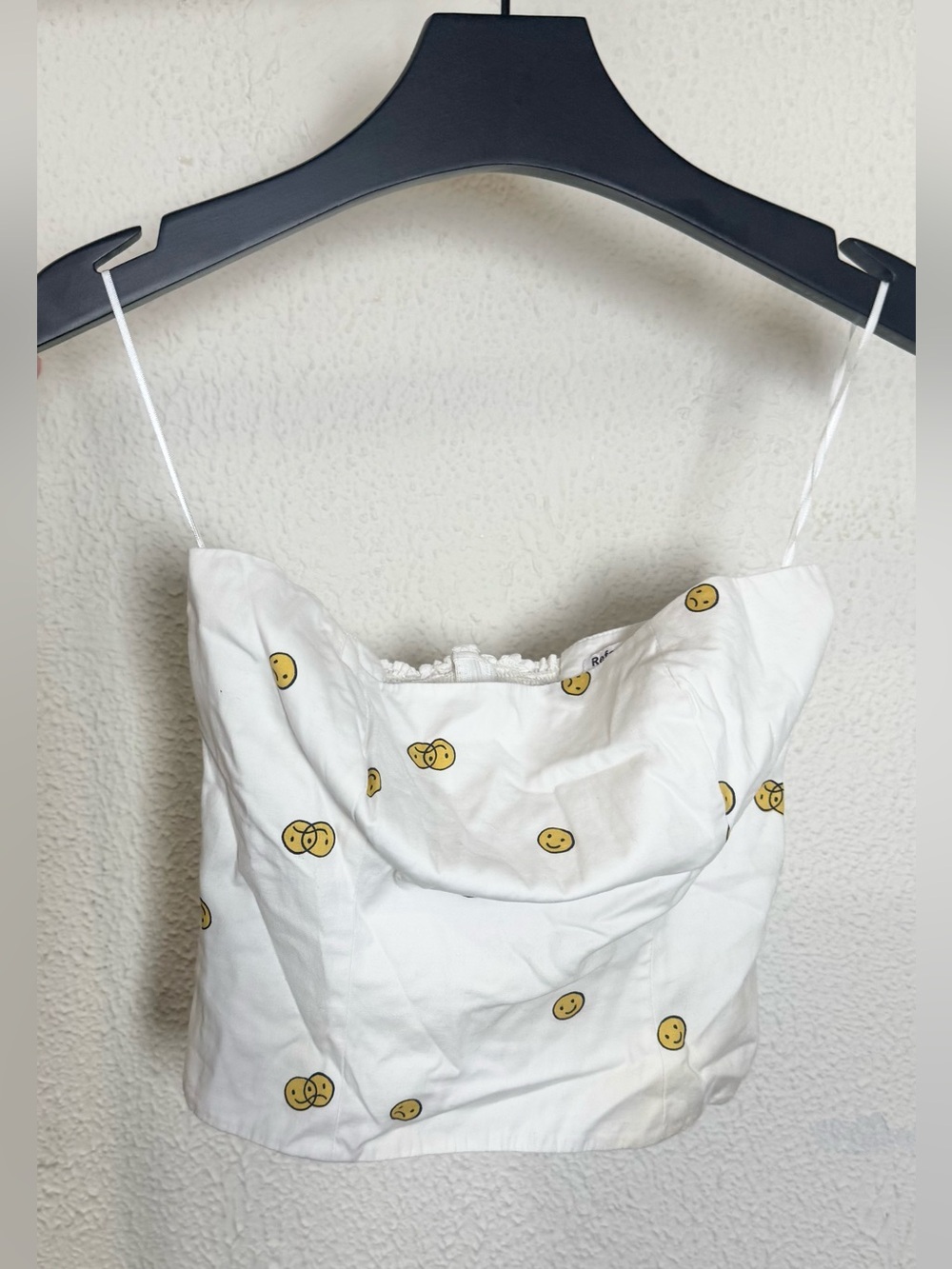 Reformation Paolo Strapless Smiley Print Tube Top White Size - Picture 2 of 3